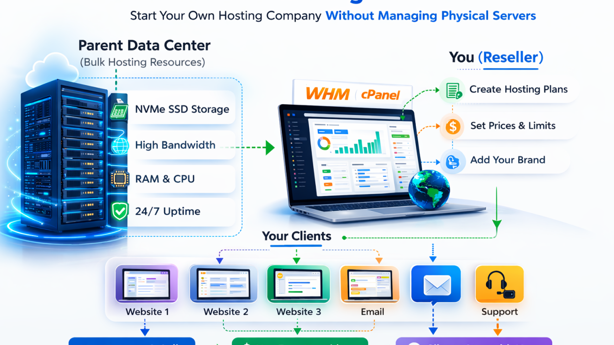 Reseller Hosting is one of the most scalable and sustainable business models in the digital age. By acting as a specialized "digital landlord," you can build predictable, recurring revenue while providing a high-value service to businesses that are moving online.