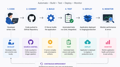 CI/CD Pipeline Flow Diagram — Dev → Build → Test → Deploy