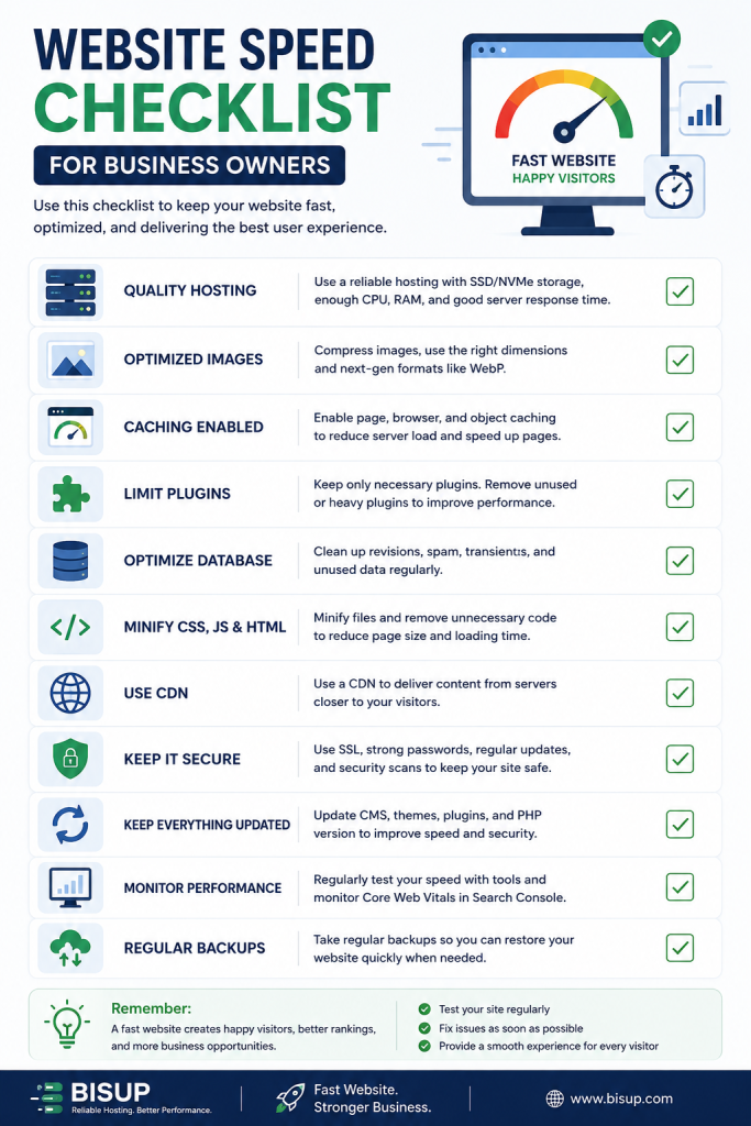 Website speed optimization checklist for business owners
