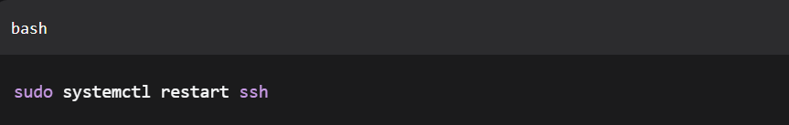 sudo systemctl restart ssh