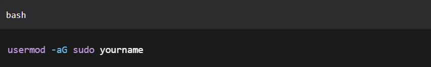 usermod -aG sudo yourname