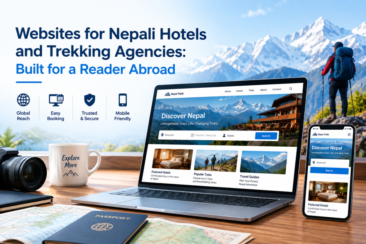 Professional website for Nepali hotels and trekking agencies designed for international travelers