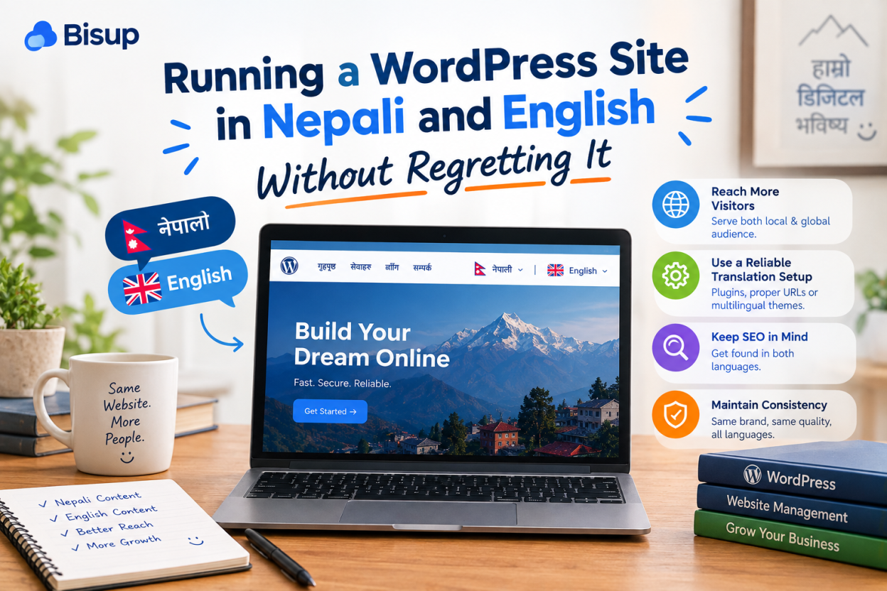 Bilingual WordPress website in Nepali and English with translation, SEO, consistency, and global audience features.