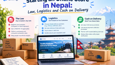 Online store in Nepal showing legal requirements, delivery logistics, and cash on delivery for e-commerce businesses.