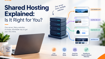Professional illustration showing a shared hosting server powering multiple websites