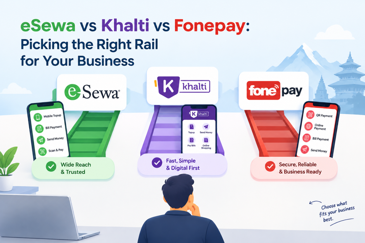 eSewa vs Khalti vs Fonepay comparison for businesses in Nepal